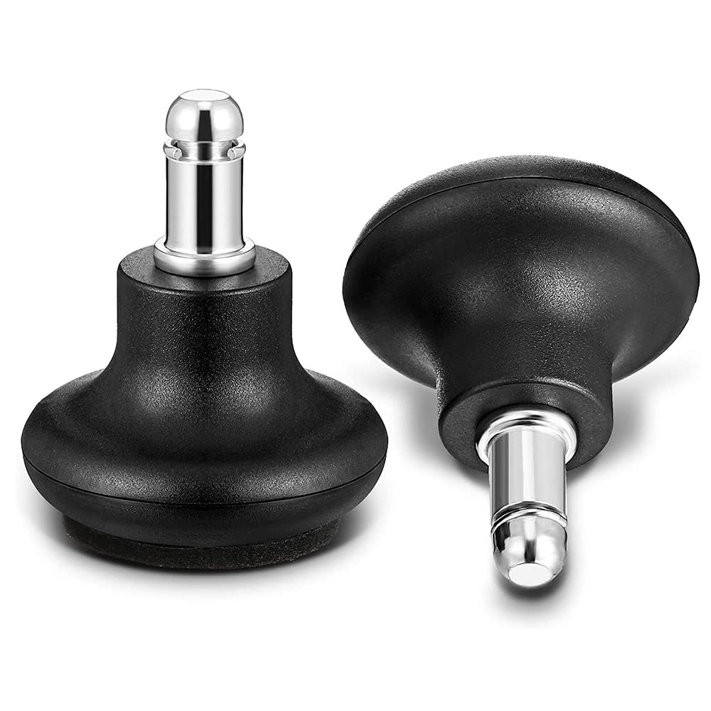 5 Piedini A Campana Per Sedia Ufficio Con Sistema On/Off – Rotelle Girevoli Convertibili In Tappi Fissi, Attacco 11x22 Mm, Altezza 6,3 Cm, Carico Max 272 Kg, Per Pavimenti In Legno - 4