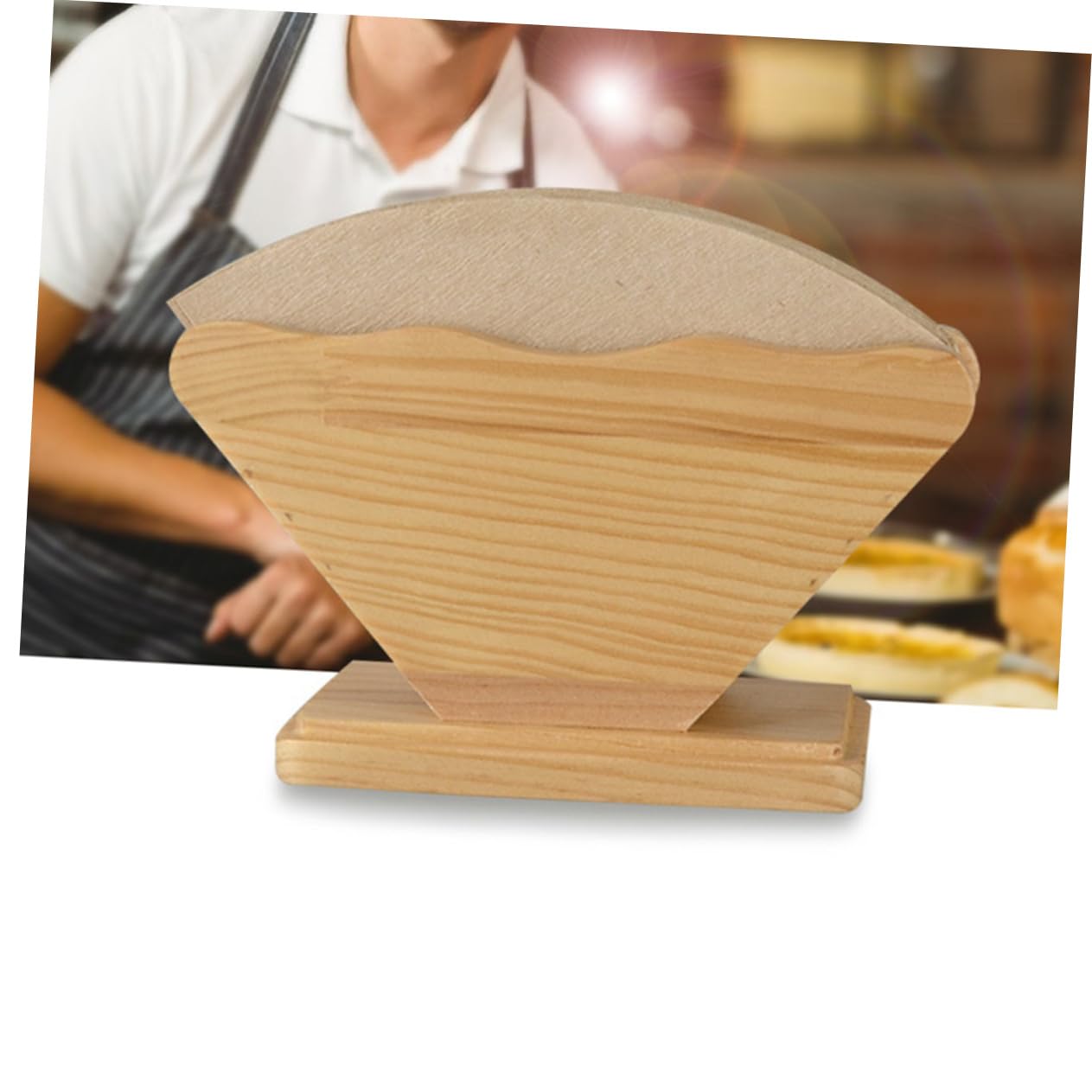 PRETYZOOM 2piezas Soporte De Filtros De Café De Bambú Dispensador De Papel Filtro Base Forma De Sector Cone y para Cocinas y Cafeterías