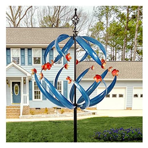 Lariander Wind Spinners for Yard Garden - Outdoor Metal Wind Spinner, Kinetic Garden Wind Sculptures Spinners for Lawn Patio (Flower 020)