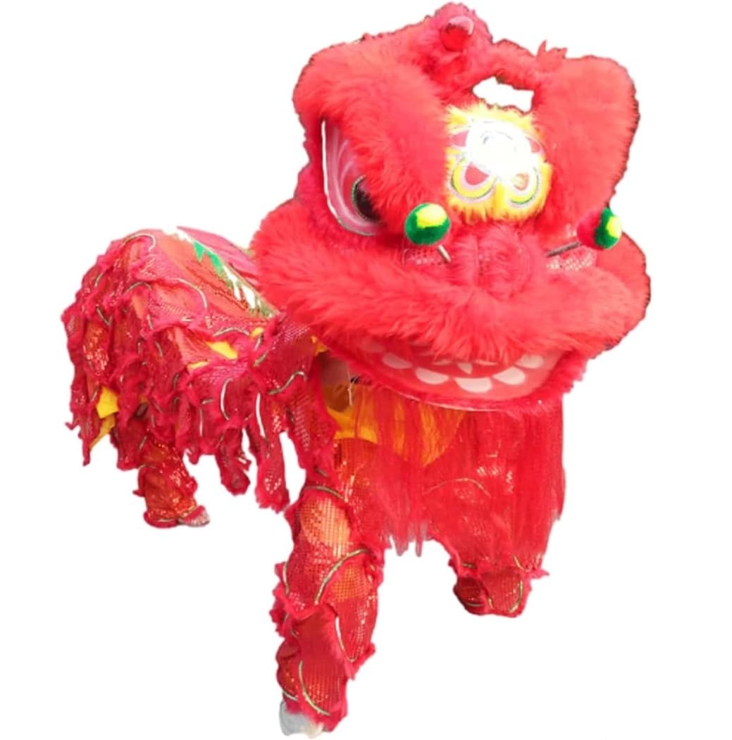 Krxsobnv Red Lion Dance Clothes, Adult Outdoor Sports Performance Props Dragon Dance Traditional Mascot Lion Costume