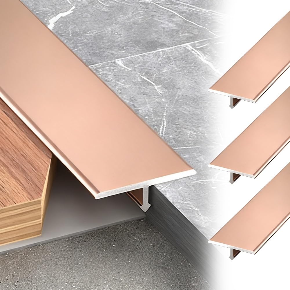 3 PCS Barre De Seuil, Profilé De Transition en Alu Bande De Séparation pour Sol pour Portes, Seuil Stratifié, Transition Moquette Et Carrelage(Rose Gold,1 3/10 in/33mm)
