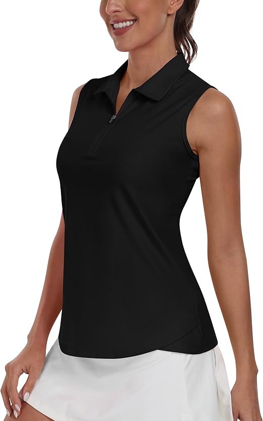 Amazon | [YIRUIYA] 夏 レディース ノースリーブ ゴルフ ポロシャツ
