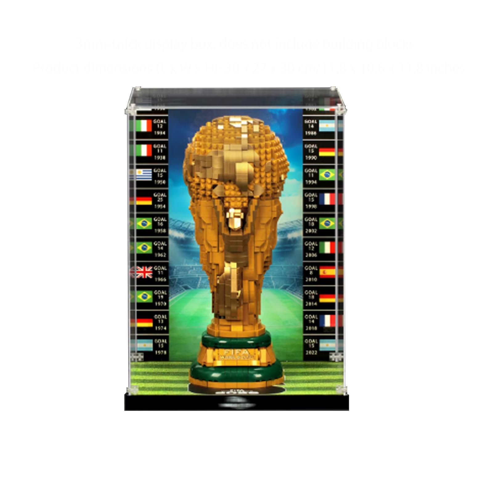 Vetrina in acrilico per Lego 43020 43019 Il trofeo della Coppa del Mondo e il set di costruzione della palla da calcio, scatola trasparente antipolvere - Solo scatola espositiva, scatola compatibile