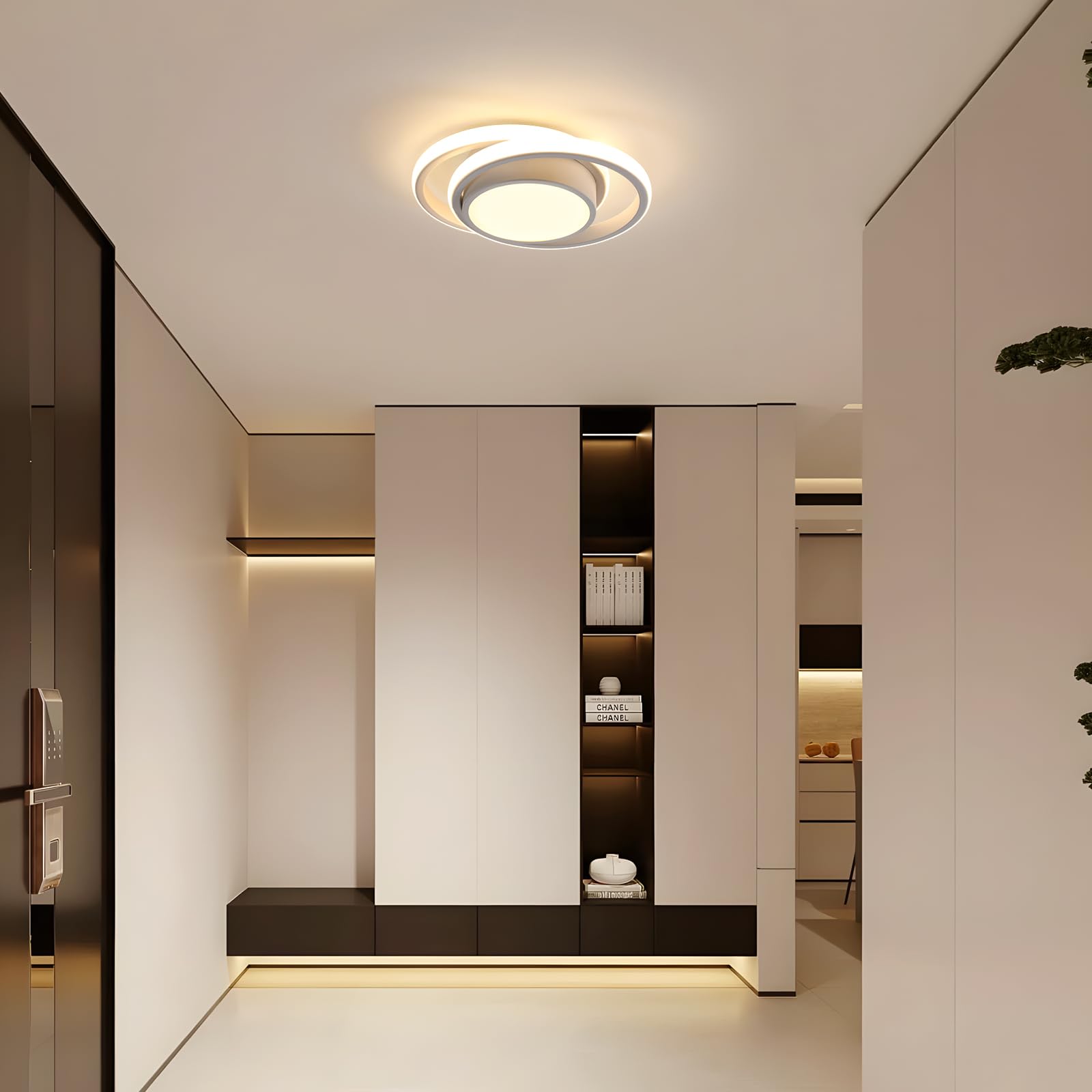 Comely lampa sufitowa LED, okrągła lampa sufitowa, ciepła biel 3000 K 32 W, nowoczesna lampa sufitowa LED do korytarza, kuchni 28 cm