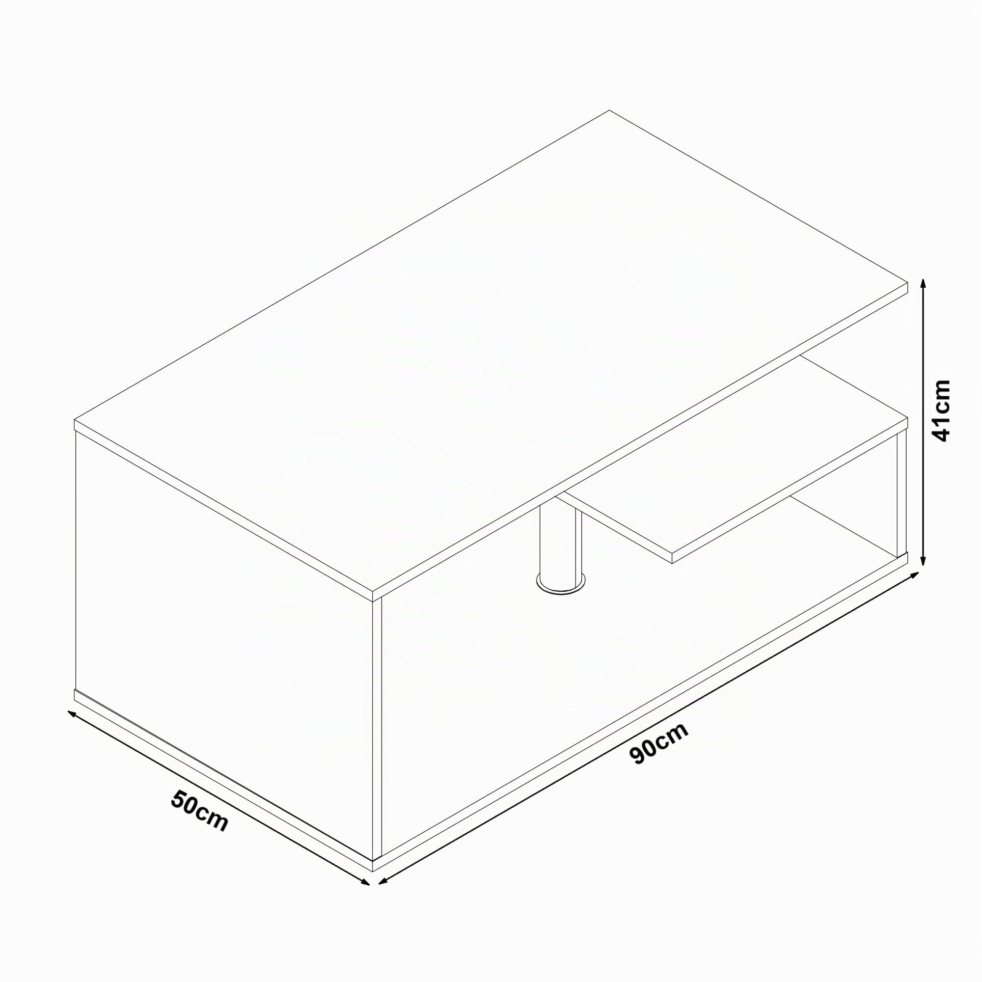 [en.casa] Couchtisch Haarlem Wohnzimmertisch rechteckig 90 x 50 x 41 cm Sofatisch mit Stauraum Kaffeetisch Hellgrau