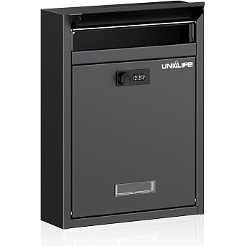 Uniclife Wall Mounted Lockable Letterbox - Black