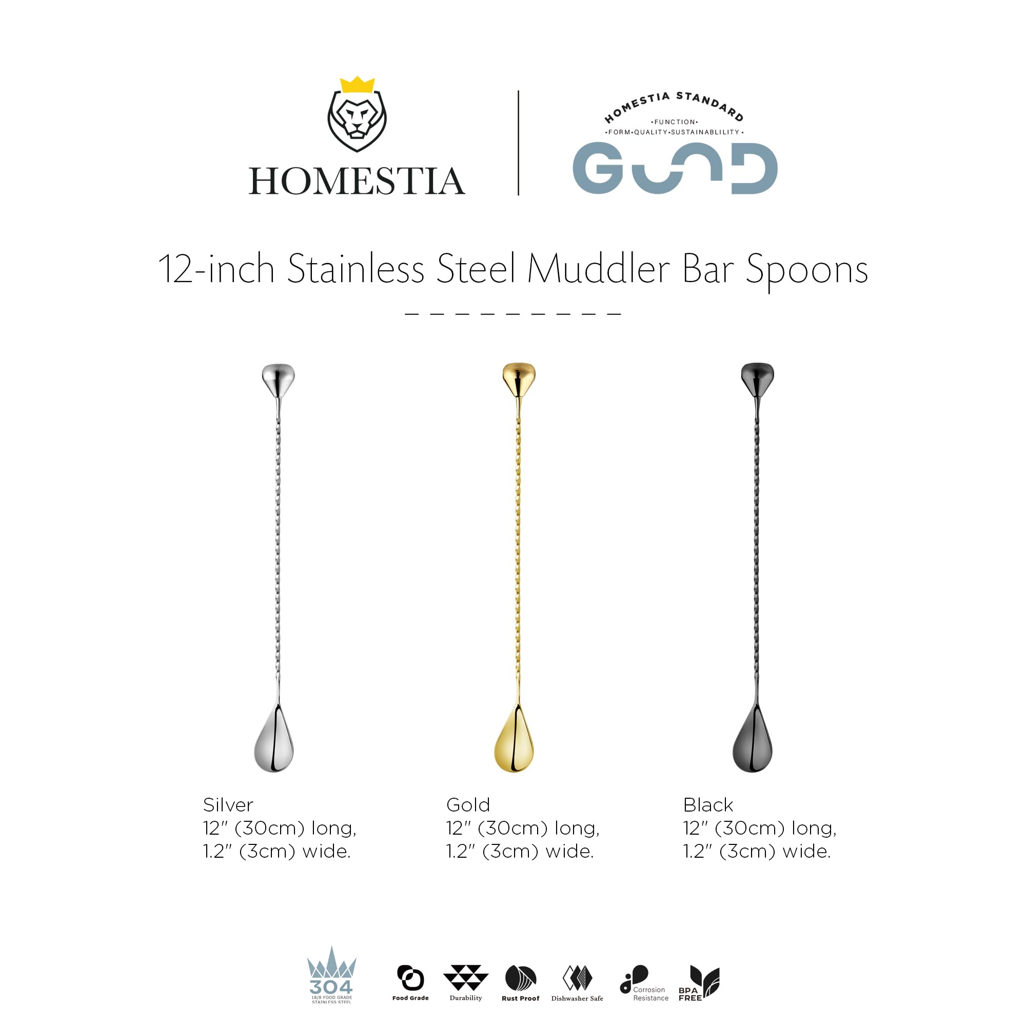 Homestia 2-in-1 Muddler Bar Spoon - Cocktail Mixing Tool -9