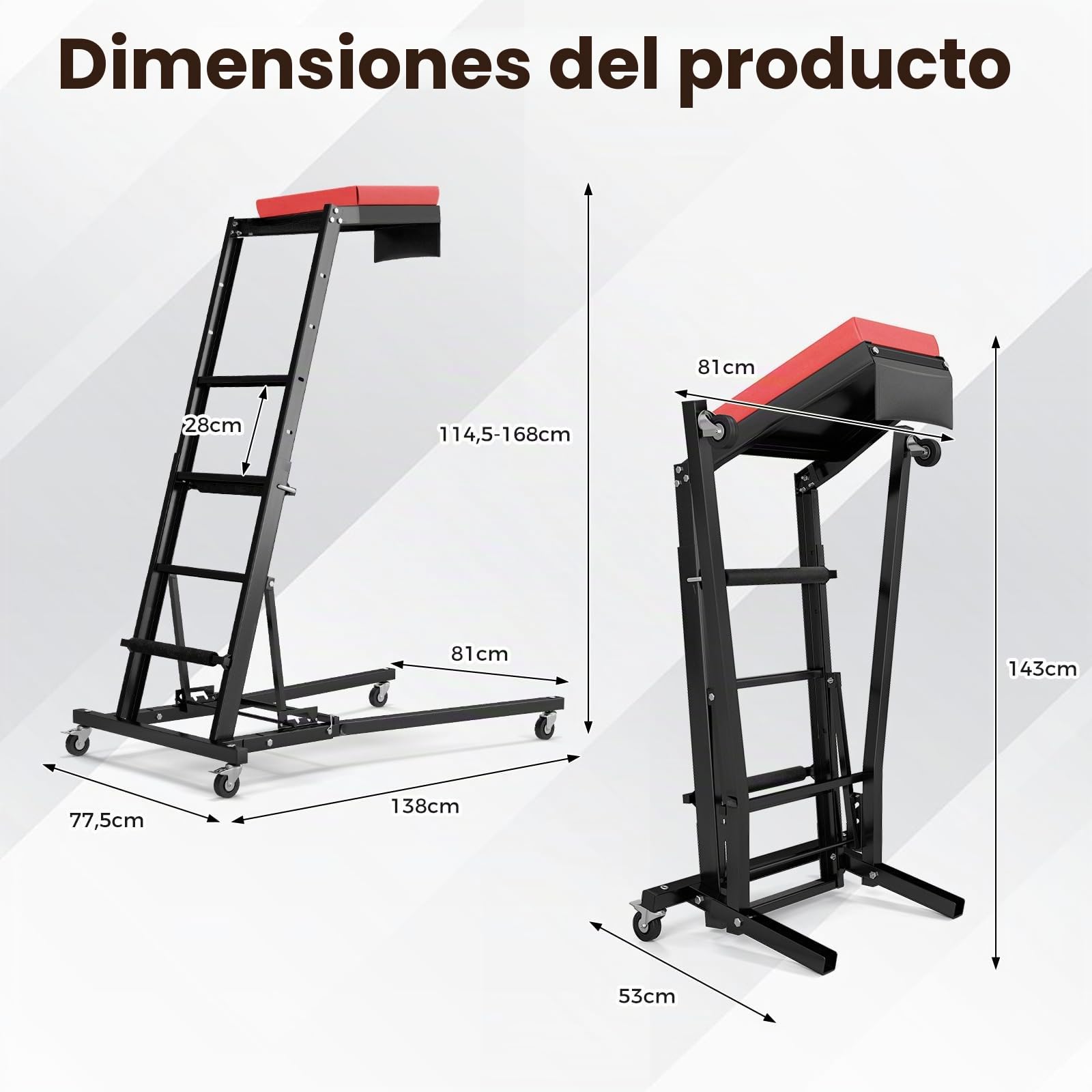 GOPLUS Enredadera Automotriz Superior Plegable, Escalera con Ruedas Carga 180 kg con 5 Niveles de Altura y 3 Ángulos Ajustables, Taburete de Trabajo para Garaje Taller Camión