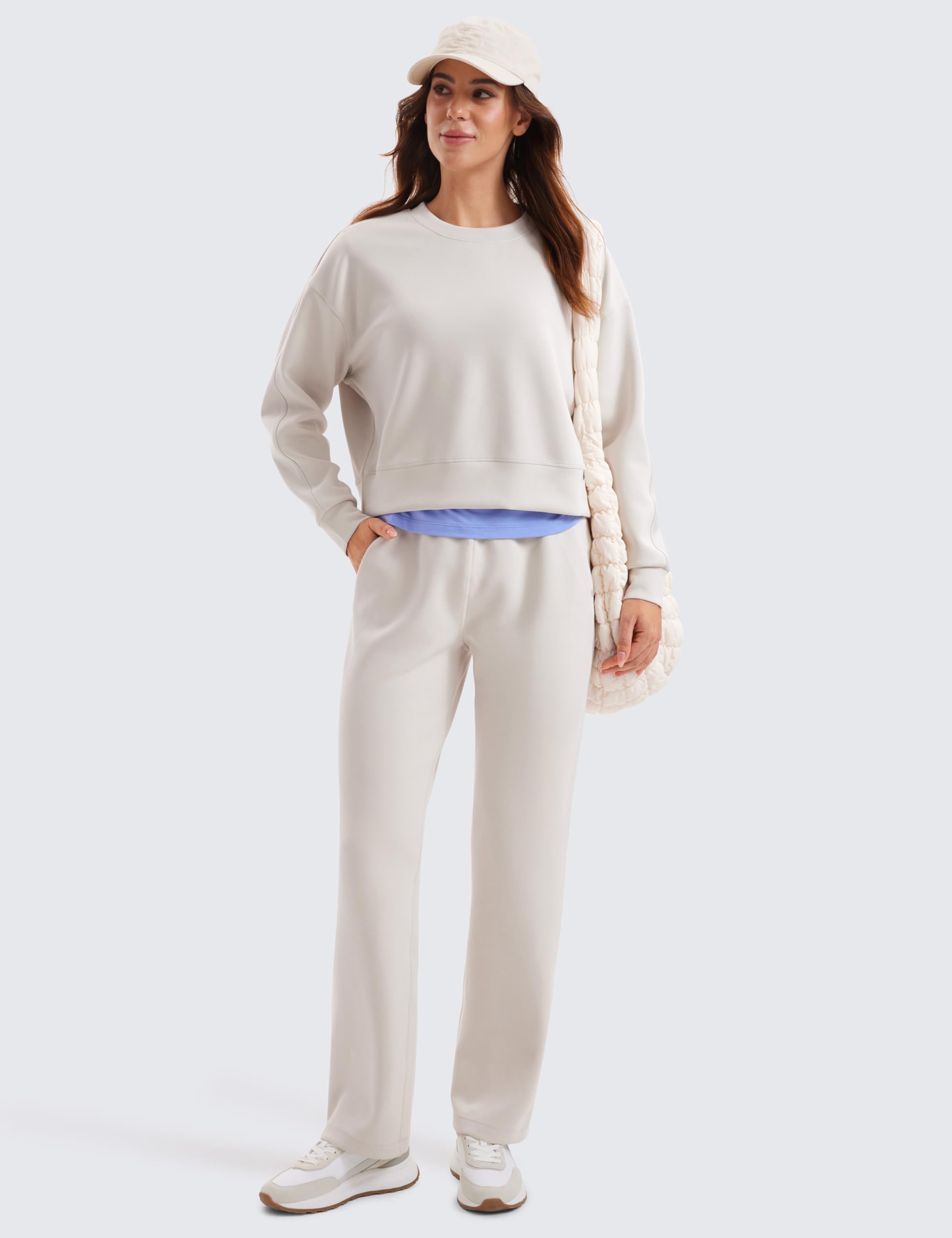 CRZ YOGA Womens Crewneck Felpa Manica Lunga Workout Casual Pullover Tops Basic Fall Sweatshirts