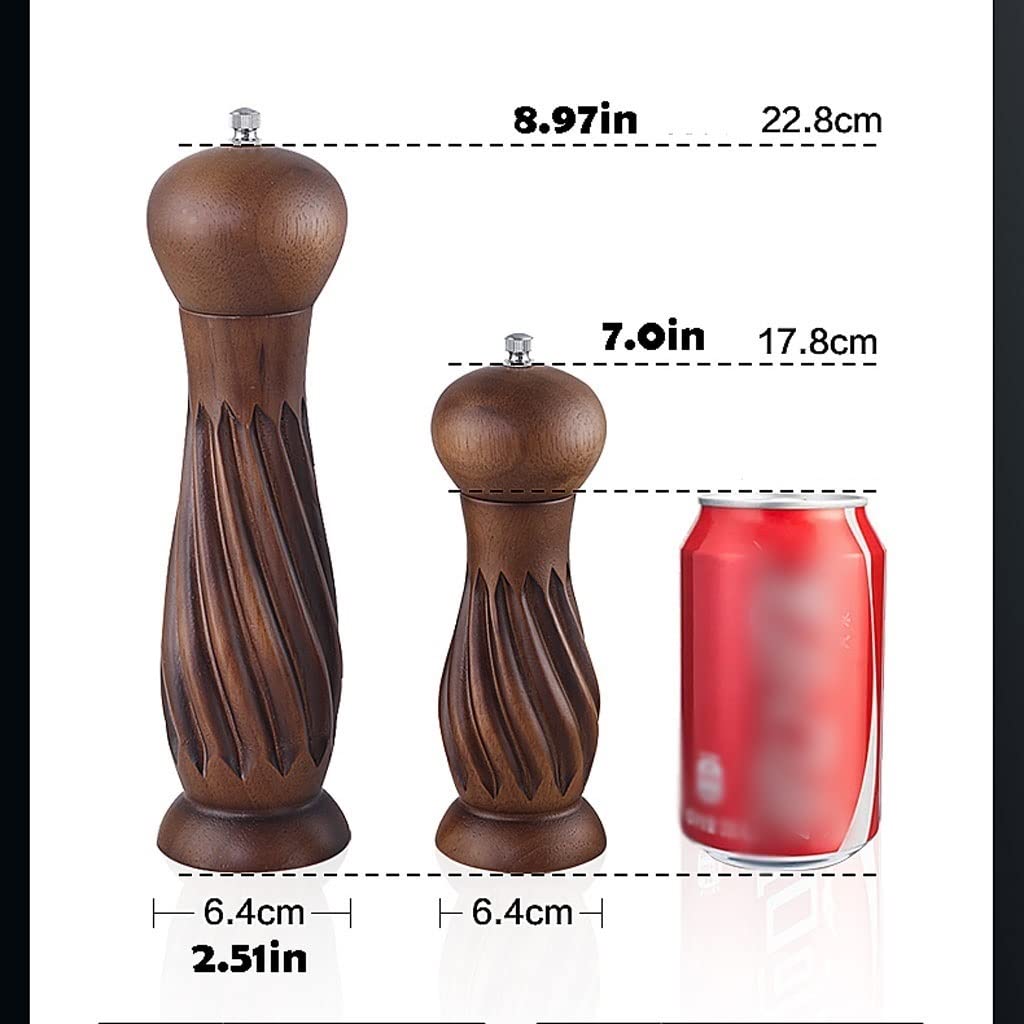 Zestaw młynków do soli i pieprzu, drewniany młynek do soli i pieprzu, regulowane ręczne mielenie soli, z rdzeniem ceramicznym, nadaje się na piknik, do restauracji, kolacji, grilla, młynka do pieprzu