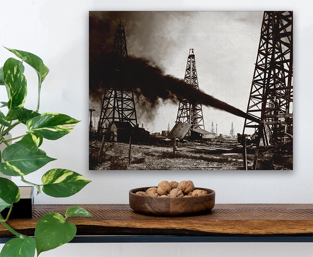 Amazon.com: Spindletop Oil Well Vintage Black & White Photo