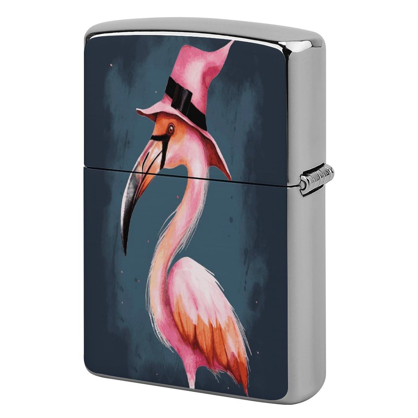 Btcowzrv Style Halloween Flamingo Witch Hat Metal Lighter Case Sleeve Cover Holder