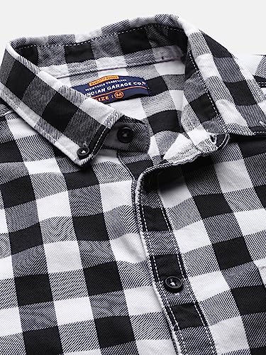 Image of The Indian Garage Co Men Slim Fit Checkered Full Sleeves Cutaway Collar Casual Shirt