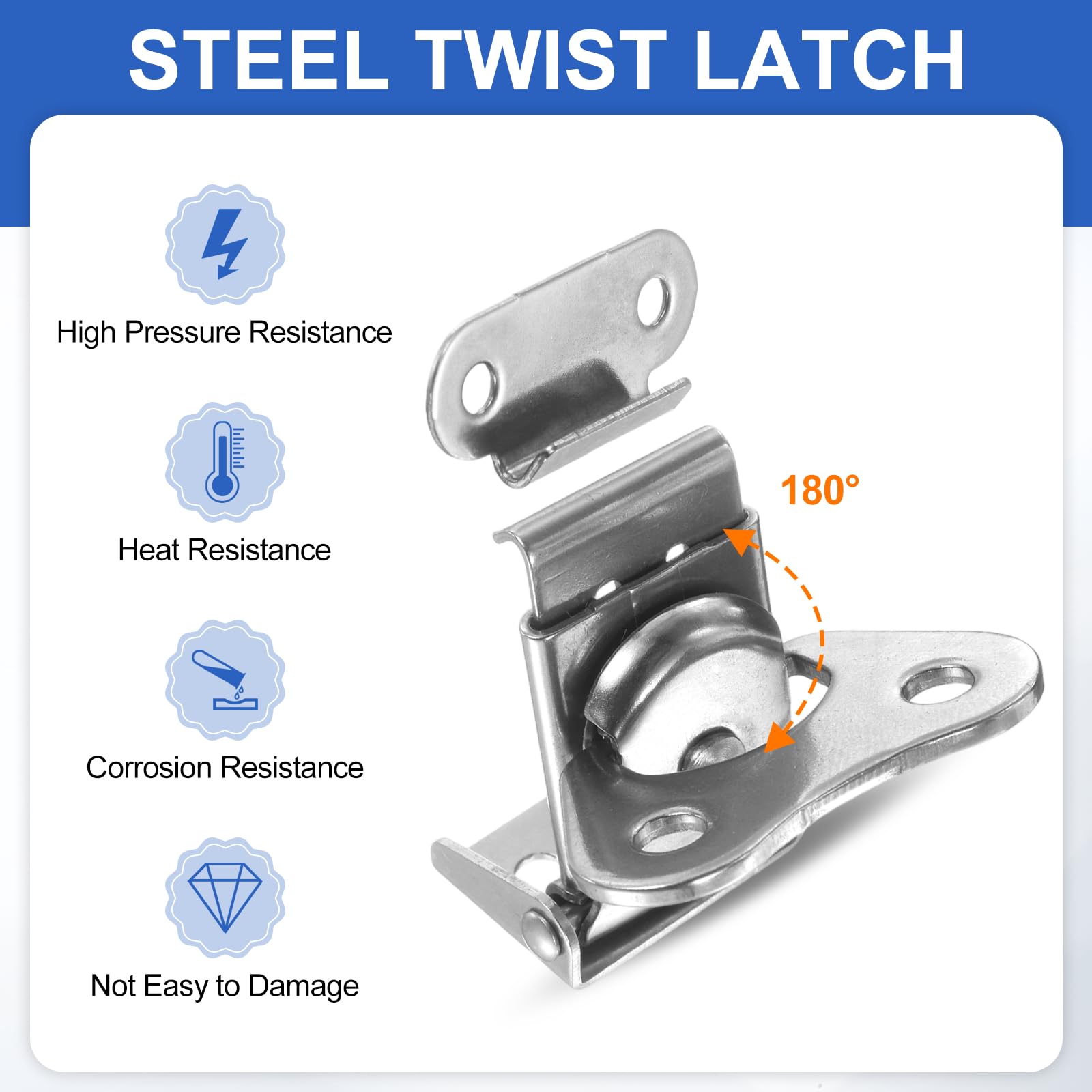 PATIKIL 1.97x1.5" Spring Loaded Butterfly Twist Latch, 2Pcs 304 Stainless Steel Twist Latch & Keeper Toggle Butterfly Draw Latch for Case Box Chest Closure, Silver - Image 4