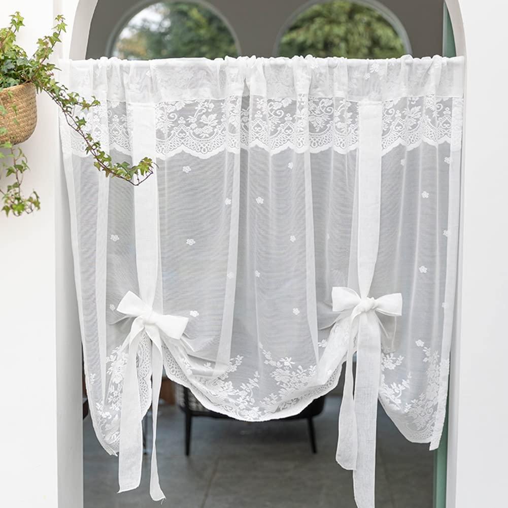 Rideaux en dentelle brodés rUrEu finitions nœud bown-up