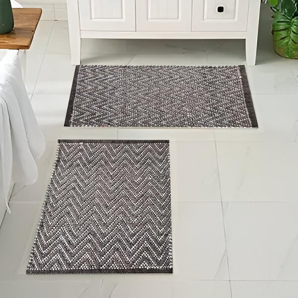 Image of Door Mats for Home | Door Mats for Home Entrance | Door Mat for Bathroom| Soft & Super Absorbent Mats for Shower | Washable, Non-Slip & Quick-Drying Mats (Pack of 2) (Multicolor 5)