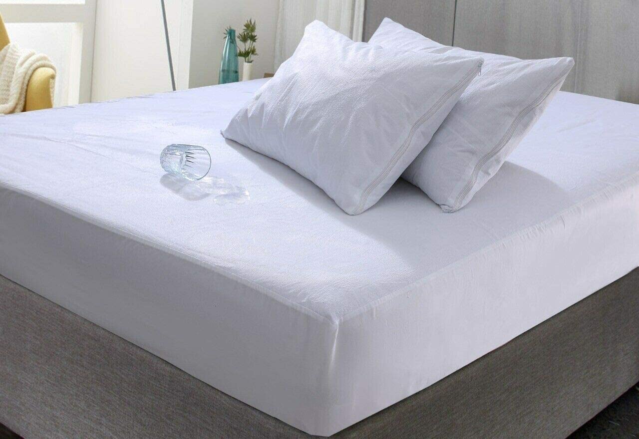 Lizzie Jacobs Girls White New Waterproof Terry Towelling Mattress Protectors Hypo-Allergenic Breathable Non Noisy Super Soft Cosy Fitted Style Mattress Protectors (Pair Of Pillowcases (45 X 75Cm))
