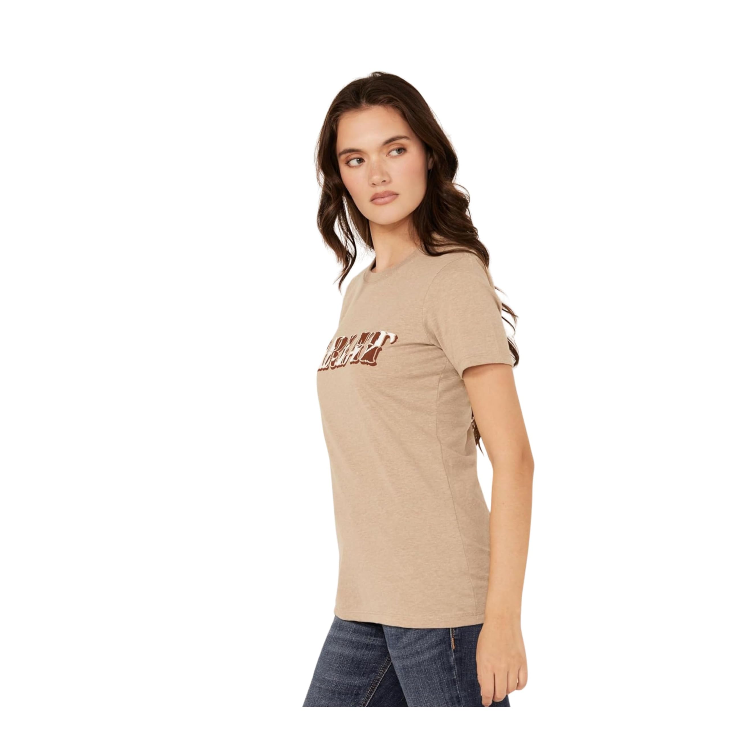 Ariat Maglietta da Donna in Pelle Bovina con Logo Bbsmu, Color Avena, L, Farina d'avena, L