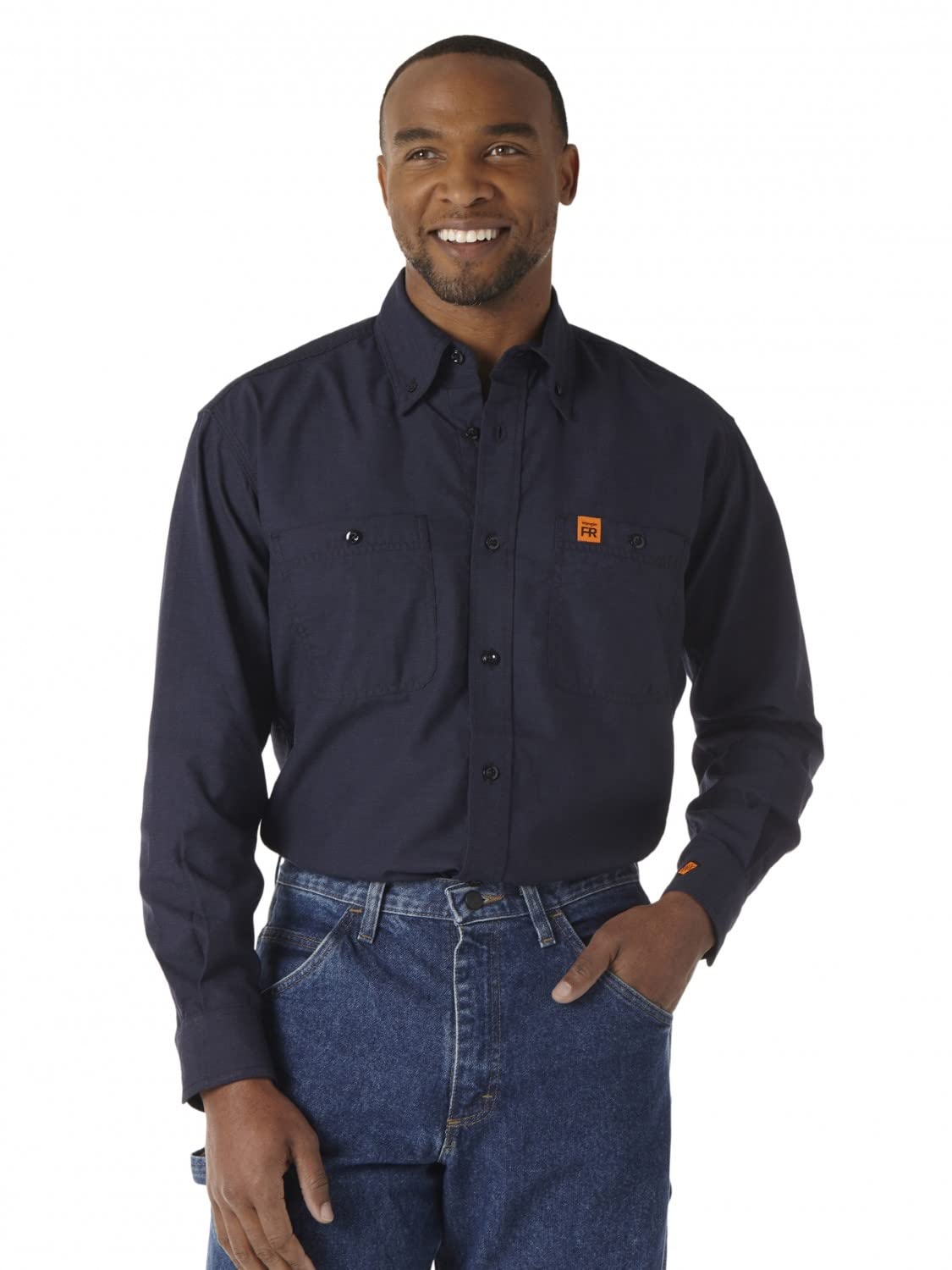 Wrangler Men's Long Sleeve Denim Workshirt, Denim, X-Large