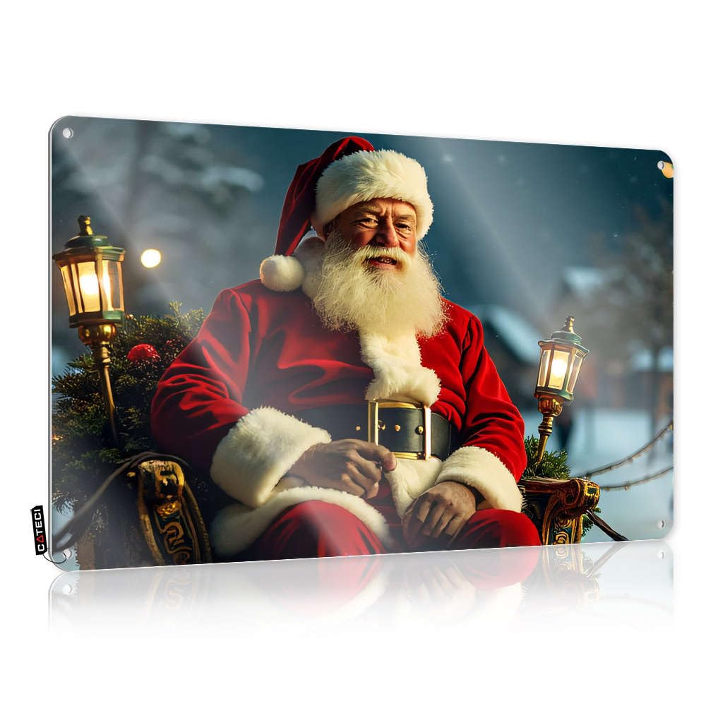 IBWNBBUSN Whiskey Signs For Home Bar Santa Claus Sitting On His Sleigh In Winter Scenery Tin Sign Bar Man Cave Decor Home Bar Tin Sign(30X40CM)