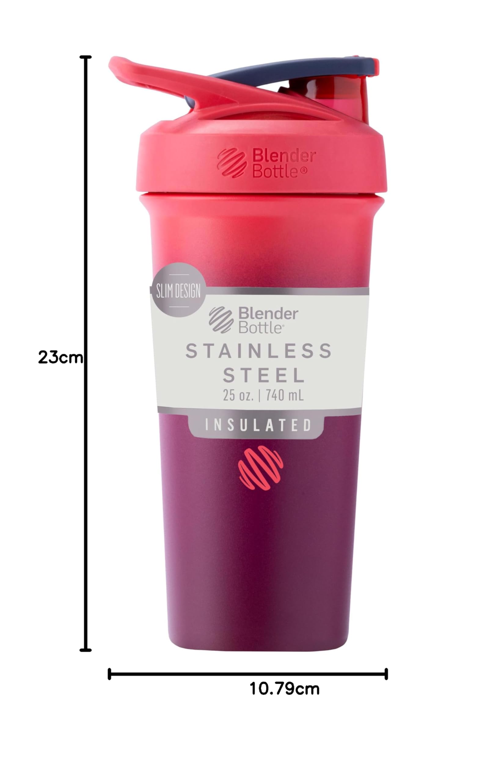 BlenderBottle Shaker Sport Sleek en acier inoxydable 750 ml Sangria Ombre