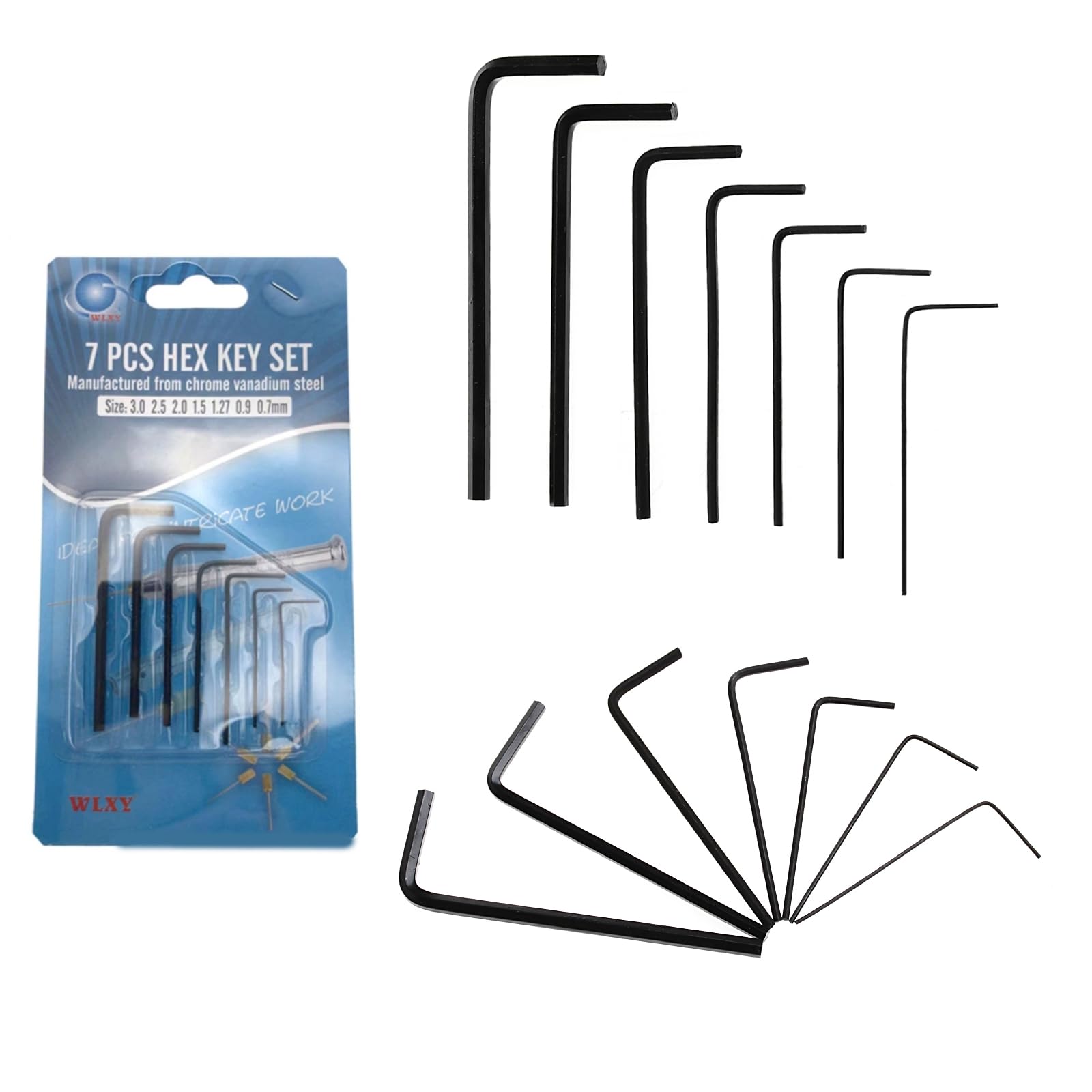 JDIEOQA Small Allen Key Set, 14 Peices of Allen Keys Mini Micro Hexagon Hex Allen Key Set Wrench Screwdriver Tool Kit 0.7mm/0.9mm/1.3mm/1.5mm/2mm/2.5mm/3mm