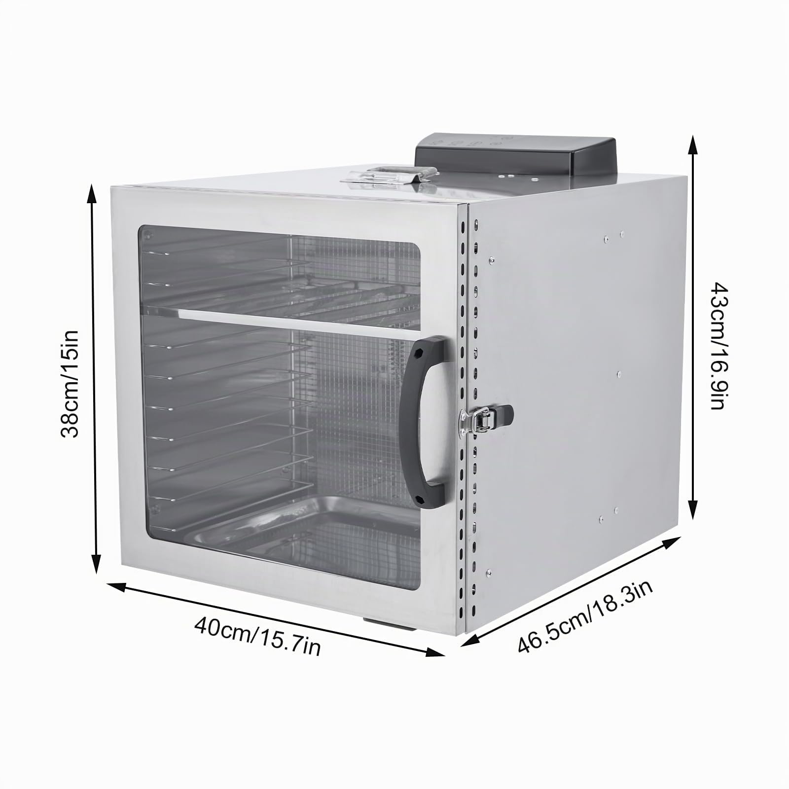 Déshydrateur alimentaire électrique 42,5 l - En acier inoxydable - 1 kW - Pour la fabrication de bœufs, biltong, d'autruche et droewors