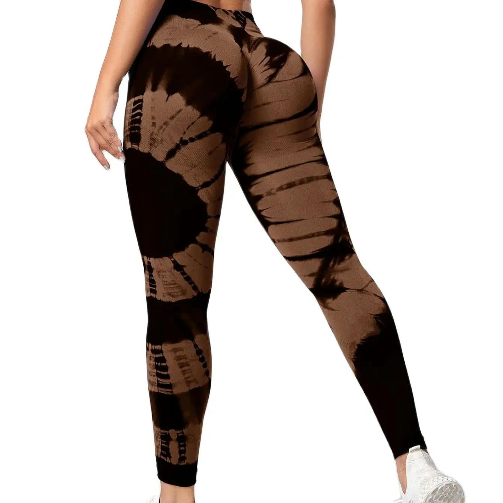 Legginsy dla kobiet Wielka Brytania bezszwowe legginsy dla kobiet fitness spodnie do jogi wysoka talia tie dye legginsy trening Scrunch lifting pośladków-żółty czarny-L