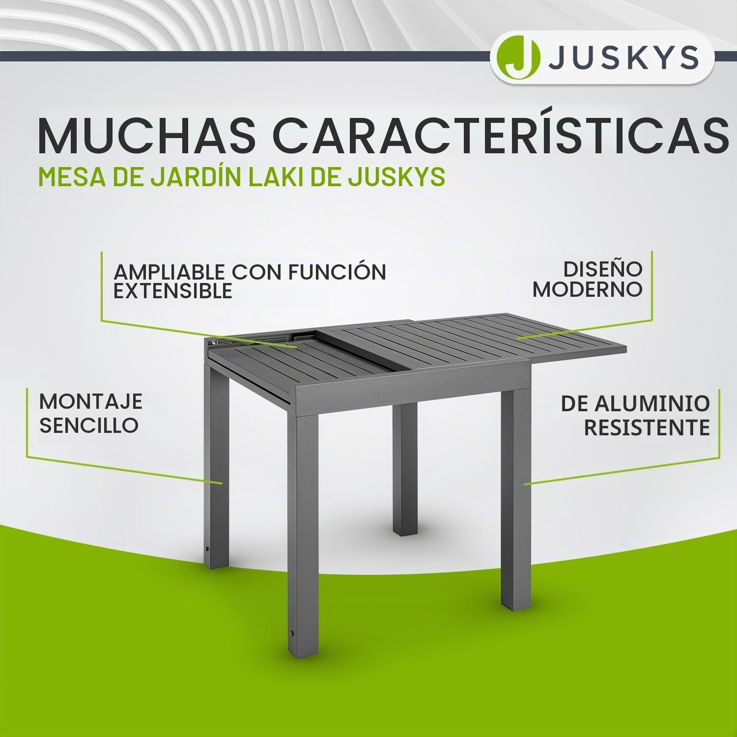 Juskys Laki - Mesa de jardín extensible (70 x 70 cm, mesa de comedor de aluminio, mesa grande, mesa de aluminio, muebles de jardín, color antracita