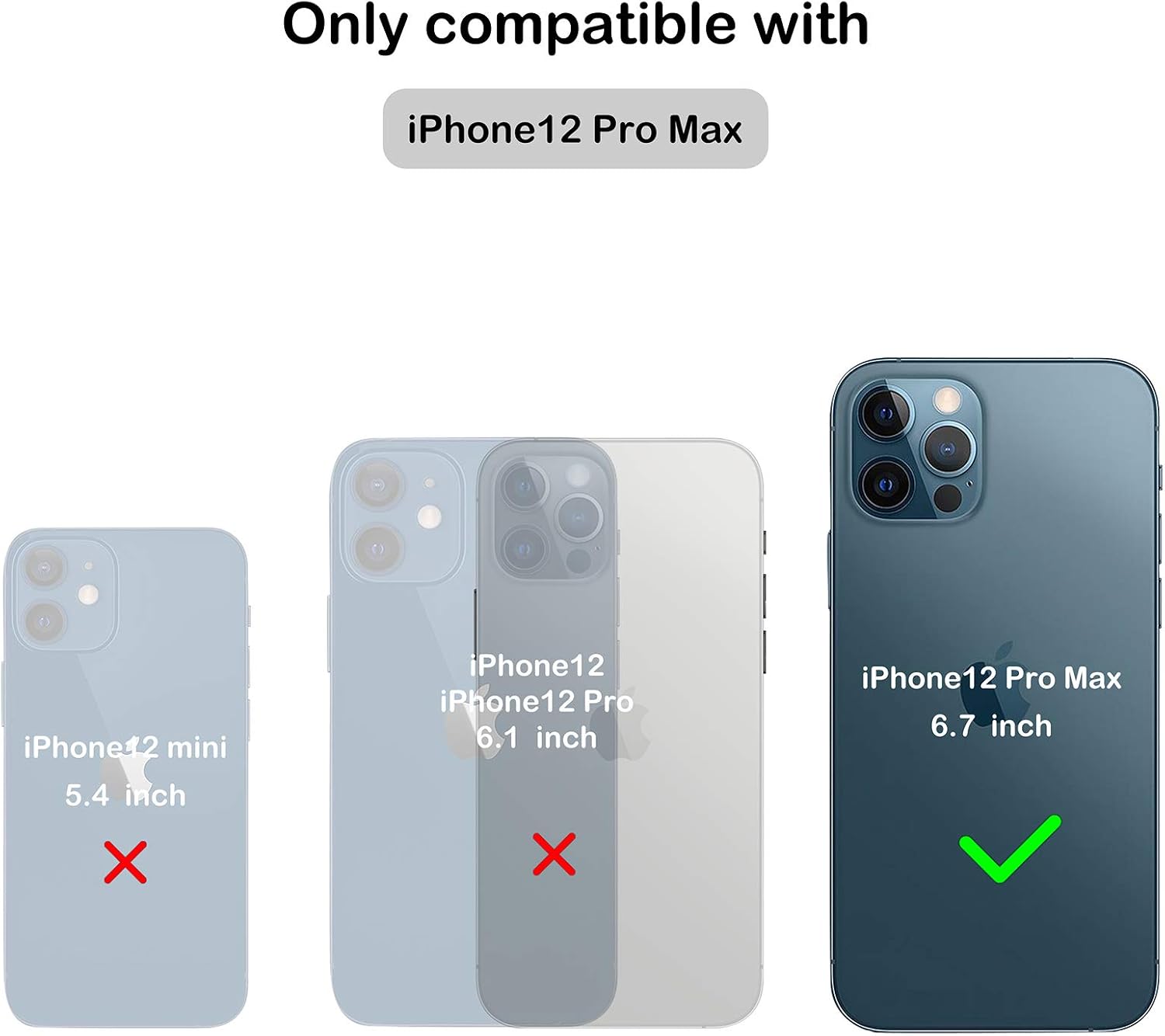 ORNARTO Compatible with iPhone 12 Pro Max Clear Case, Military Grade Protection Crystal Clear Rugged Shockproof Hybrid PC+TPU Full Covered Protective Case Back Cover 6.7"-Red/Clear