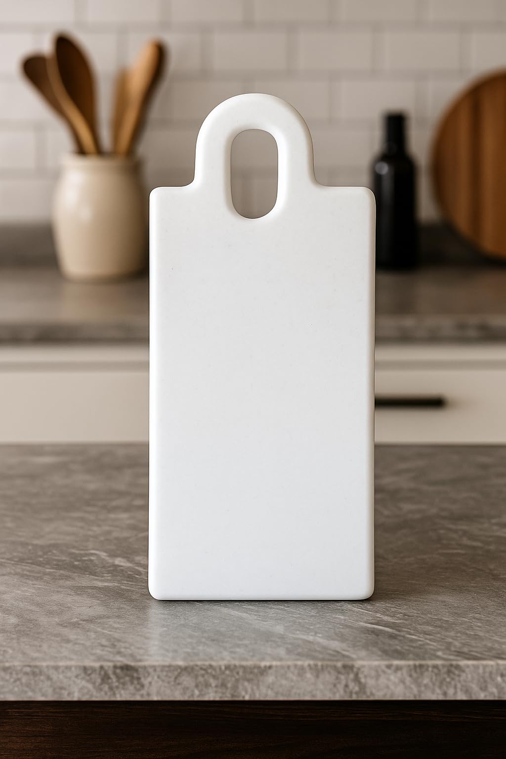 Schneidebrett aus weißem Marmor 35,5x14 cm mit Griff – Langes handgefertigtes Made in Italy Brett für Käse, Wurst & Sushi | Elegante Servierplatte aus Naturstein Design – Kalu Creations