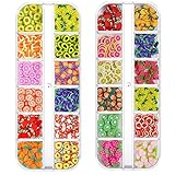LJJCSFF 2 Boxes Fruit Slices Containers Nail Art Slices Polymer Clay Charms for Slime Fruit Add Ins Supplies Nails Art Accessories 3D