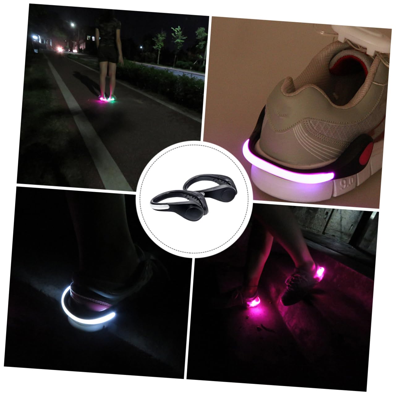 balacoo 2 Pack Night Running Safety Lights Clip-on Led Shoe Lights for Runners Weatherproof Easy to Attach Red/Blue