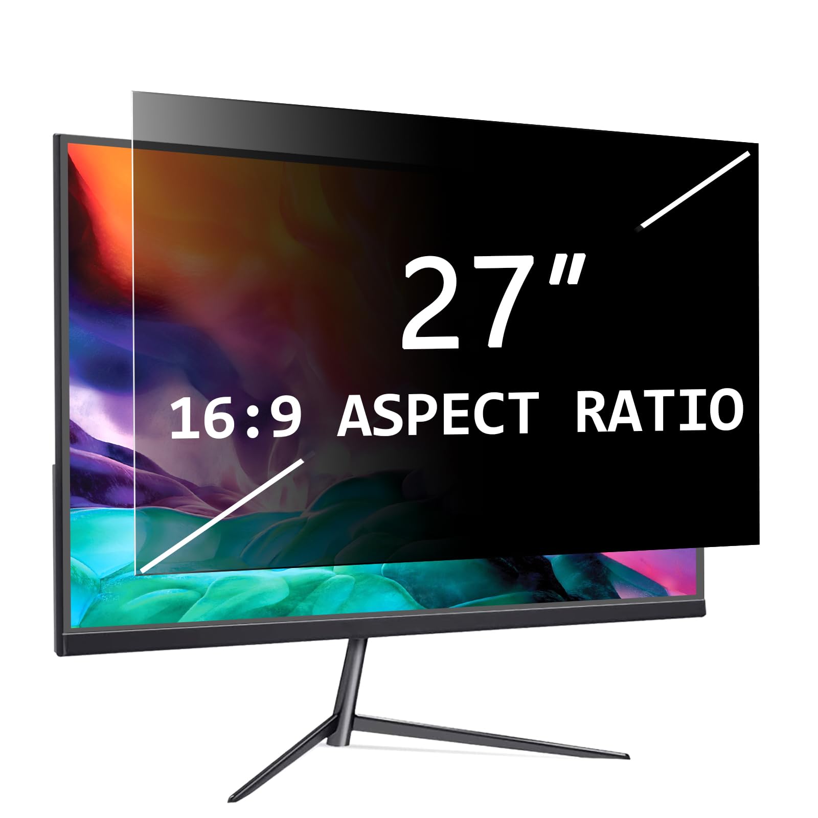 PYS Filtro de privacidad para pantalla PC de 27 pulgadas 16:9, protector de pantalla anti espía, antiluz, azul película, extraíble filtro de privacidad