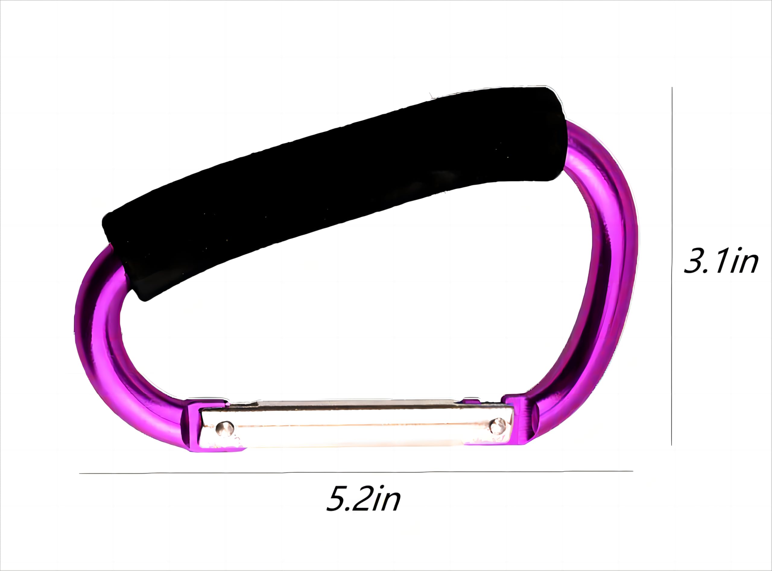 3 x Kinderwagenhaken, 13 cm großer Karabiner-Clip – großer Karabiner-Haken zum Aufhängen von Taschen, Kinderwagen-Zubehör (lila)
