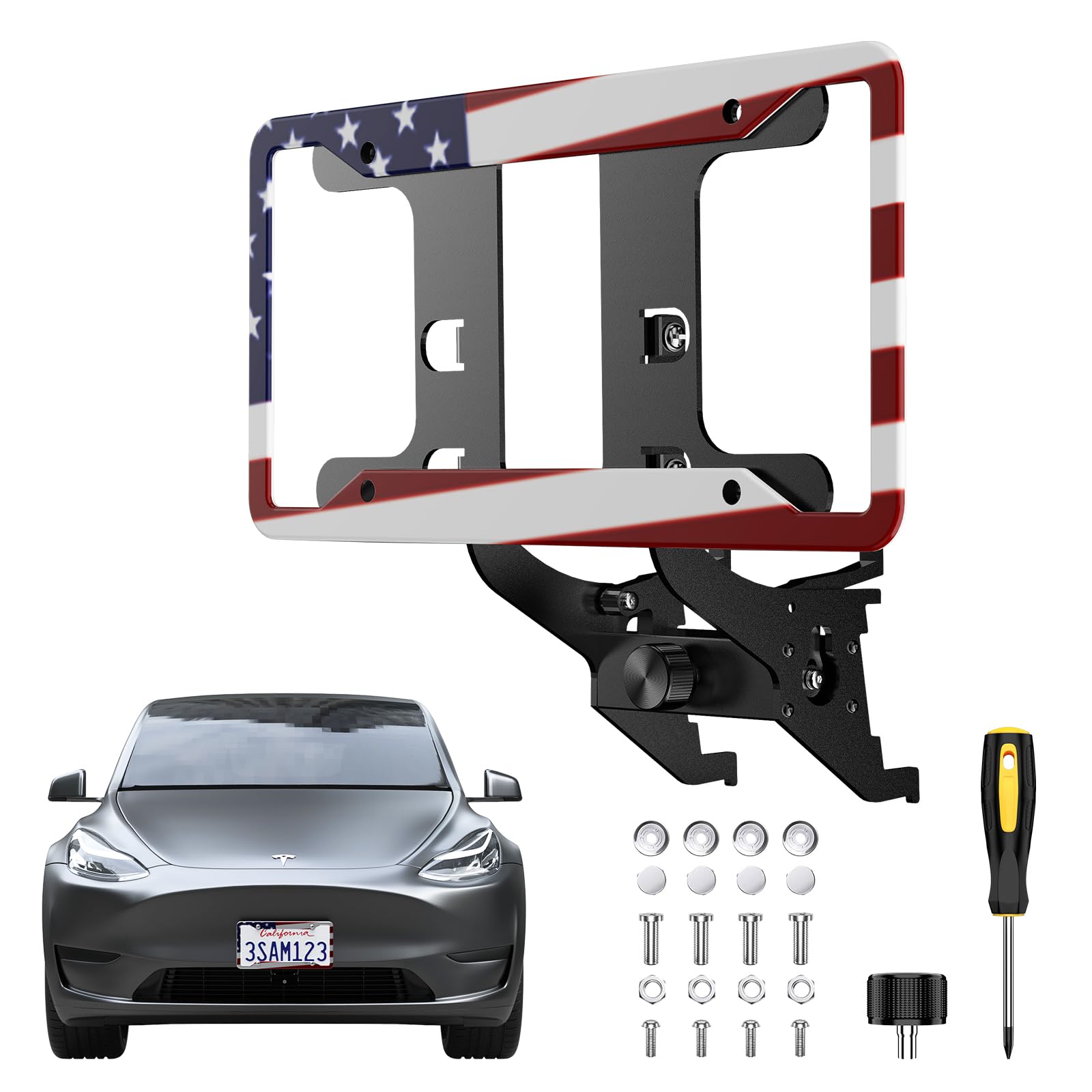 SnapPlate Porta Targa Anteriore Per Tesla Model 3 (2017-2023) – Antifurto, Regolabile - 2