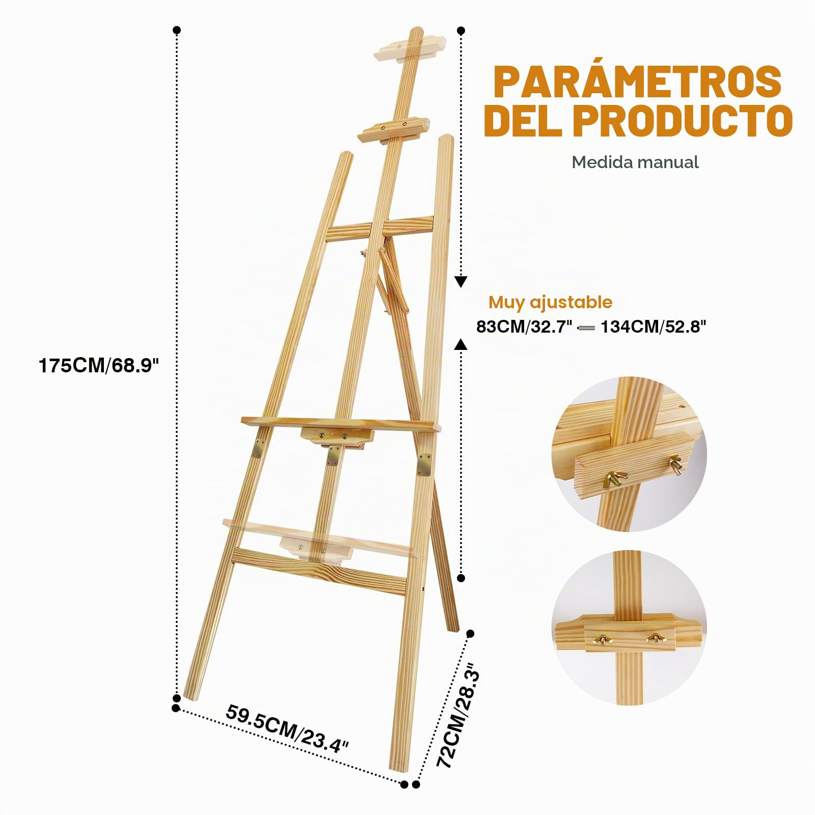 Caballete de estudio de 175 cm – Caballete de madera para signo de boda – Soporte para dibujo de boda