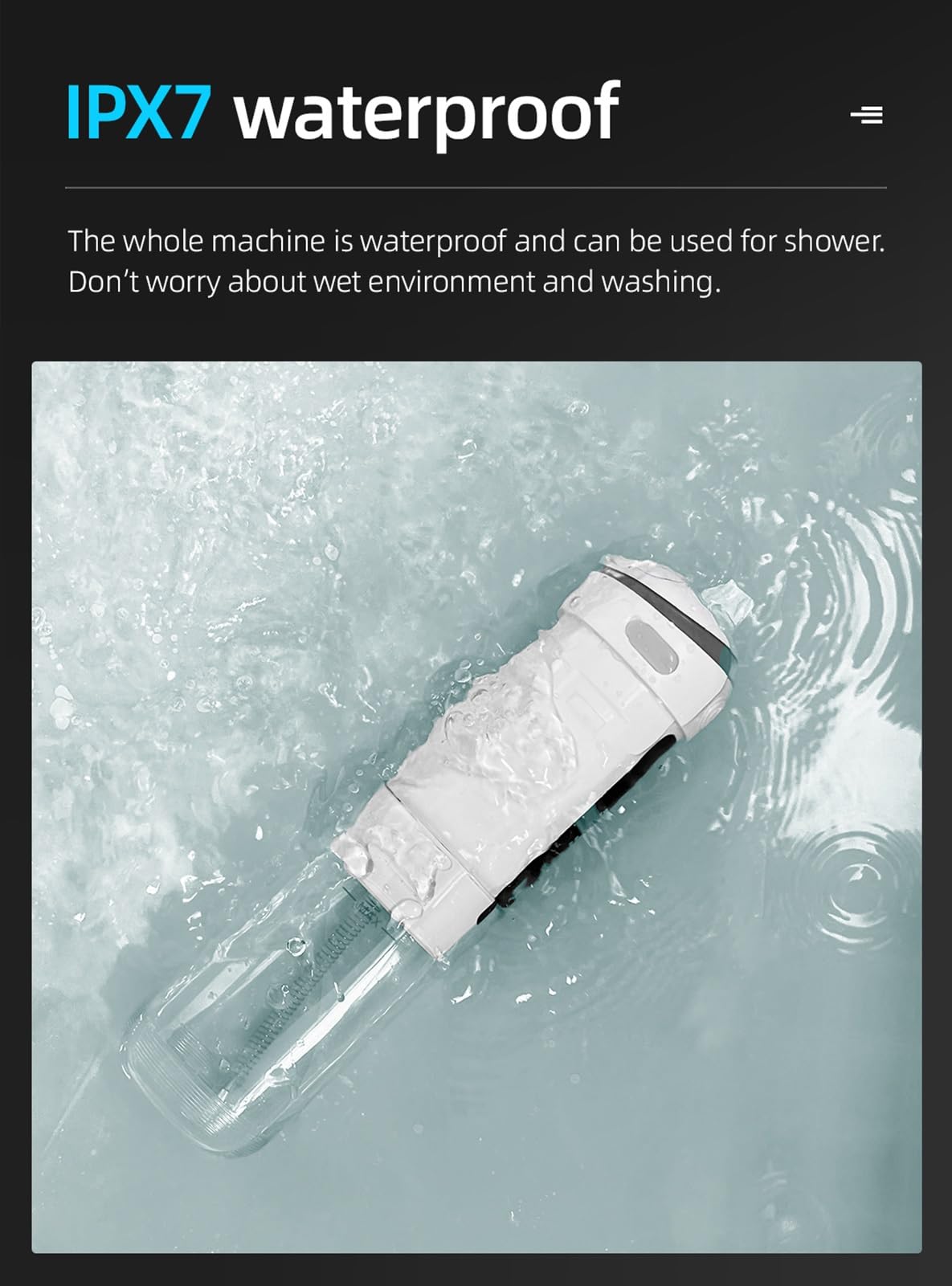 Limpiador de Hilo Dental de Agua Recargable 6 Modos de Limpieza, 4 Boquillas, Hilo Dental Portátil Impermeable Ipx7 Adecuado for Viajes y Uso Doméstico (Color : White)