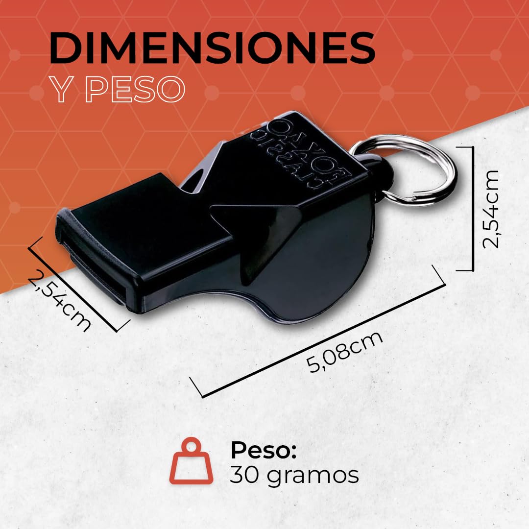 FOX40 Classic Silbato para Entrenador Árbitro Deportivo Profesional, Cordón Resistente, Negro