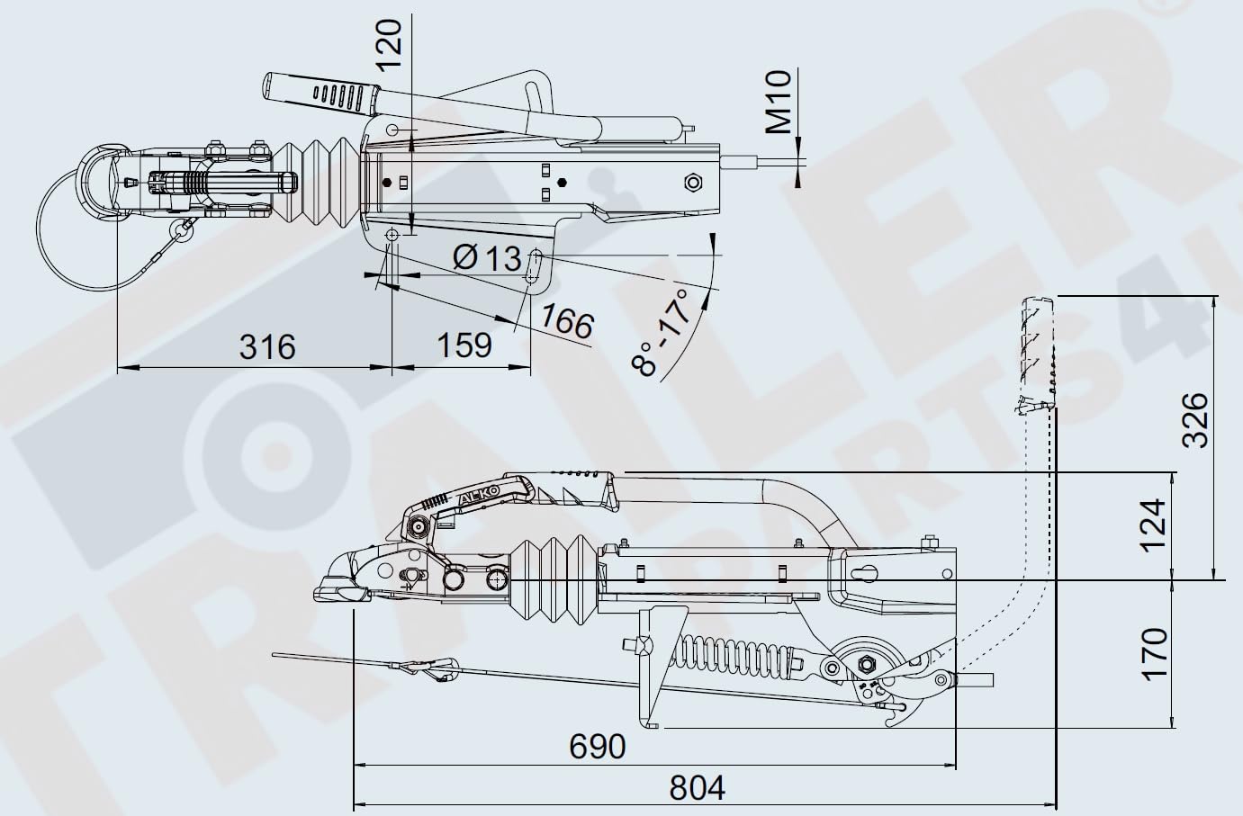 Alko Freno 251 S 1731104 - Dispositivo de inercia para barra de tracción en V, 2700 kg, 2,7 t