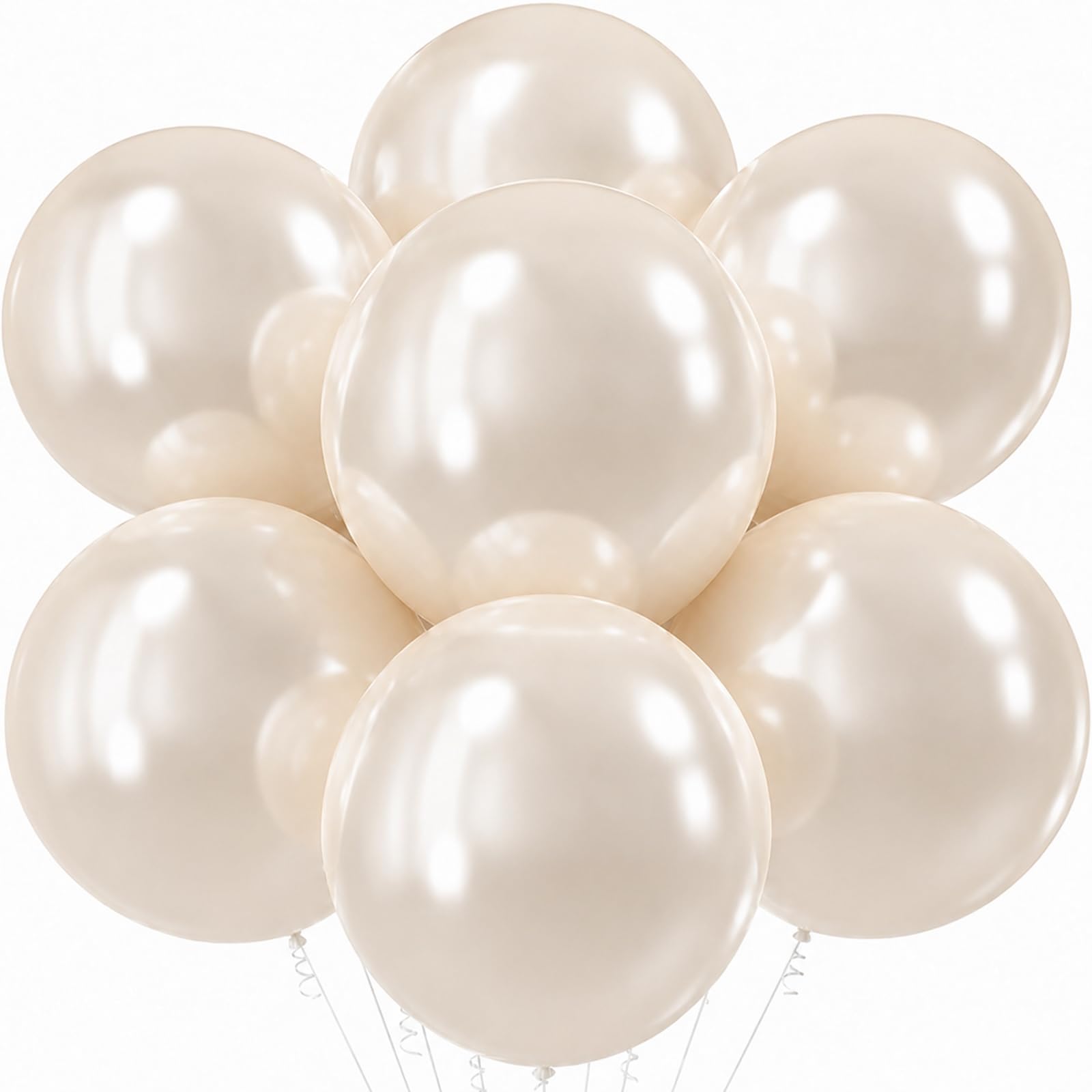 18 Inch Pearl White Sand Balloons, 12 Pcs Large Cream Balloons