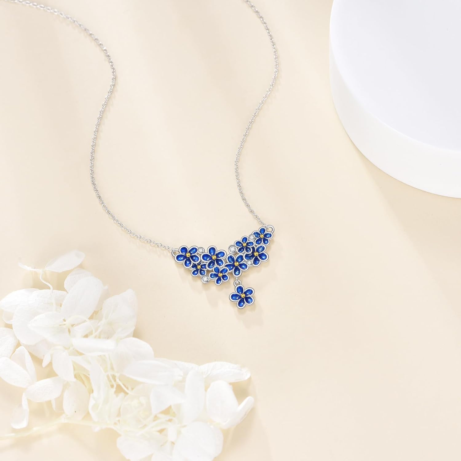 Forget-Me-Not/Lilac Flower Necklace for Women, 925 Sterling Silver Flower Pendant Necklaces Mothers Day Christmas Jewelry Gifts Wife Mom 18+2 inch - Image 5