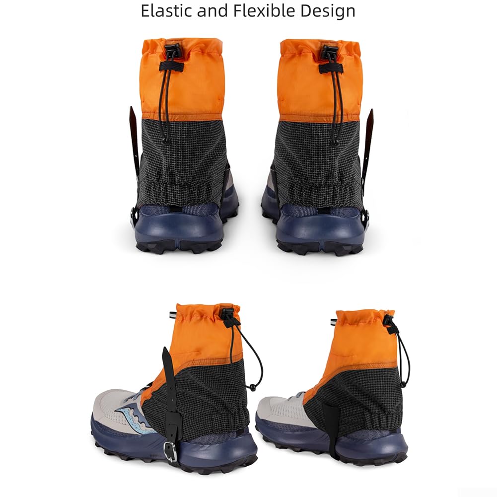 Guêtres de cheville imperméables et anti-déchirures, guêtres basses pour la randonnée, la marche en plein air (orange)