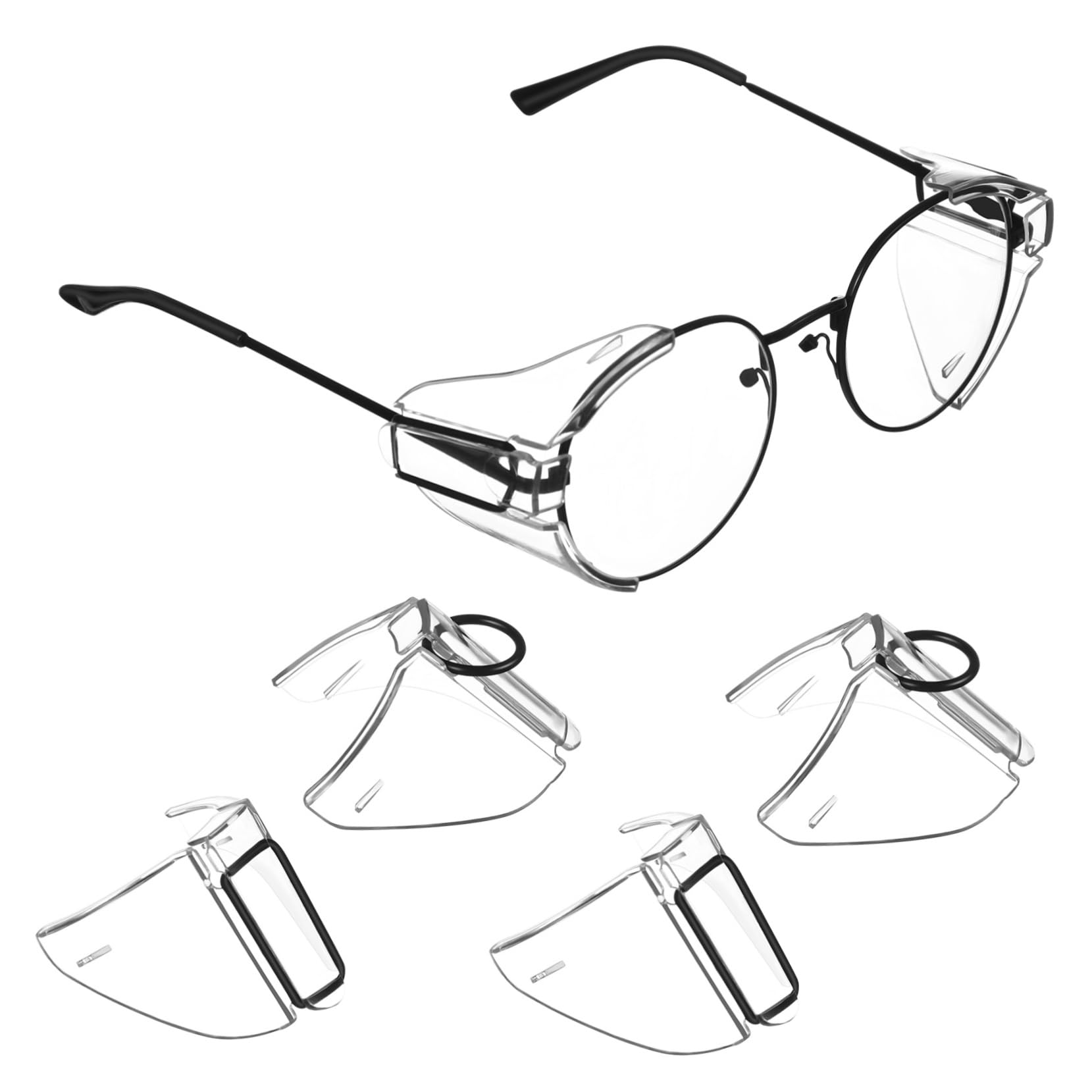 NUOBESTY 2 Pairs Safety Side Shields for Eyeglasses Wing Guards for Frame Safety Easy Install Side Protection Flap for Work and Outdoor Use