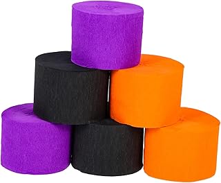 Abaodam Dia Das Bruxas 6 Rolos De Papel De Decoração De Halloween Decorações Pretas Laranja Decorações Roxas Marrons Flâmula De Crepe De Halloween Papel Crepom Decorações Artesanais