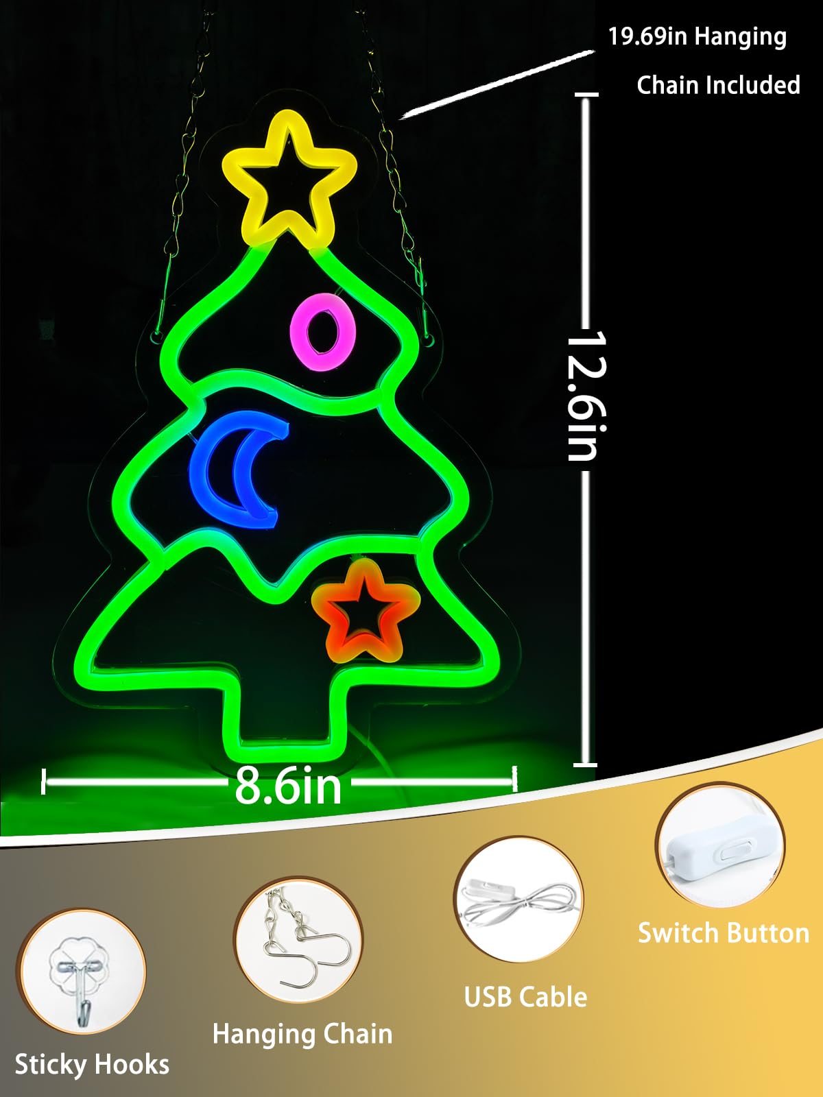 Amazon.co.jp: Pedaiah クリスマスツリー ネオンサイン LED、アクリル