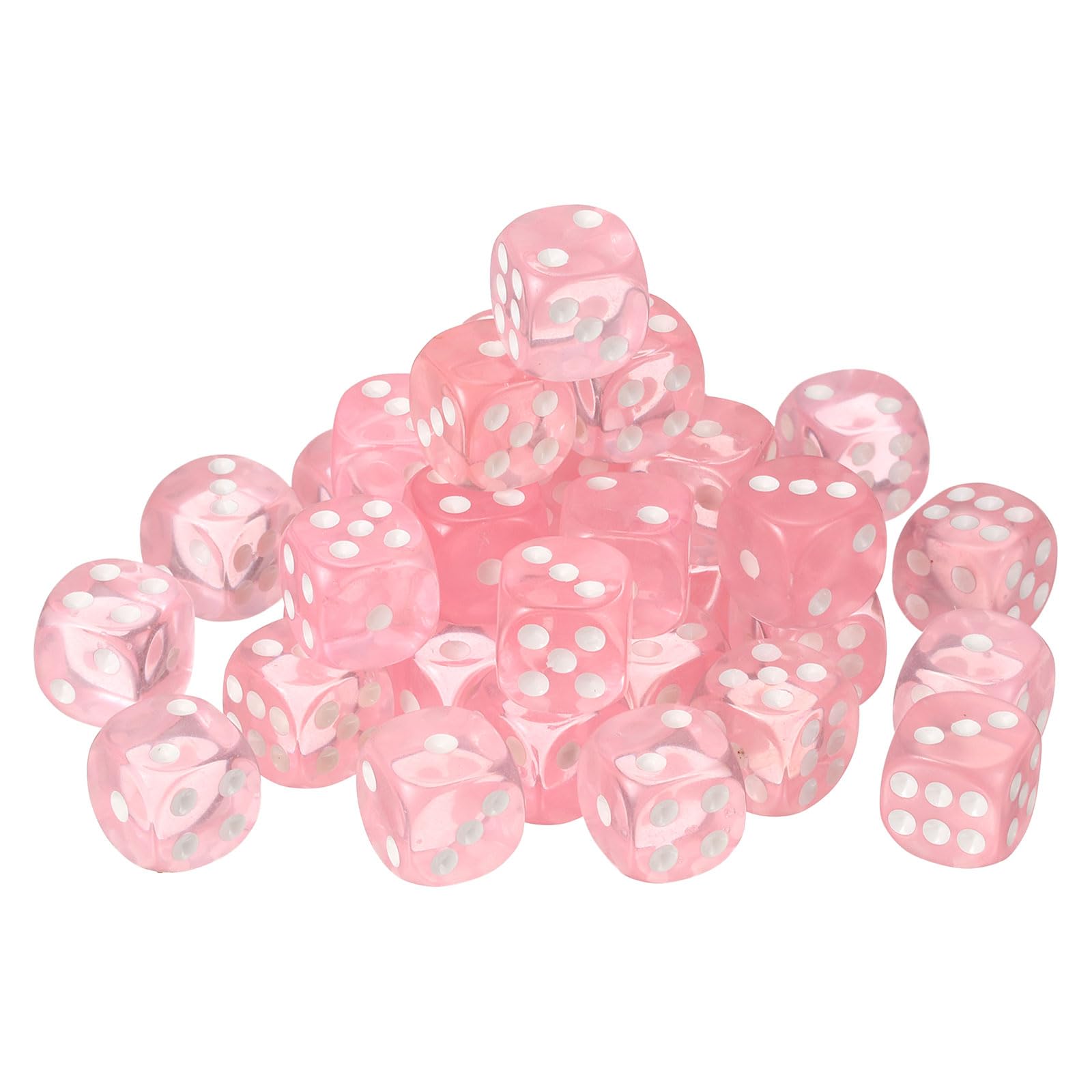 sourcing map 36Pcs 6 Sided Acrylic Dice, 16mm/0.63" Rounded Corner Translucent Colored D6 Game Dice for Theme Party Fun Table Board Games, Pink