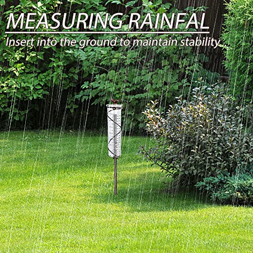 MOERAE Regenmesser für Garten, 17cm Outdoor Regenmesser mit Metall-Erdspieß und Skala, Glas-Regenmesser Abnehmbarer Niederschlagsmesser, Spiral Regenmesser Deko für Garten Rasen Terrasse(550ml) – Bild 4