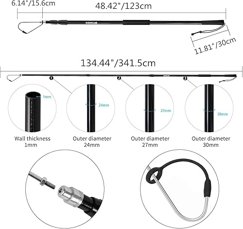 Miniatura 9 de KOMCLUB Telescopic Fishing Gaff with Super Sharp Spear Hook Lightweight Hand Fish Gaff with Soft Rubber Nonslip Handle and Lanyard for Freshwater