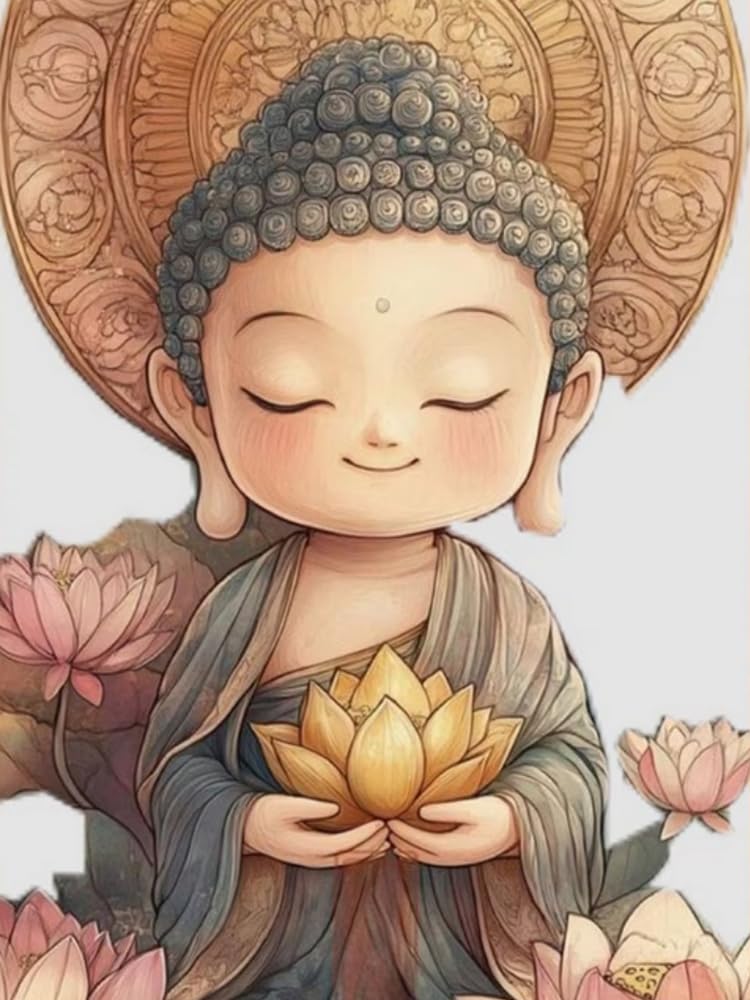 Renqidian Stamped Cross Stitch Kits for Adults Young Monk 11CT Beginner Embroidery Kit DIY Advanced Handmade Crafts Home Decor (40x50 cm)